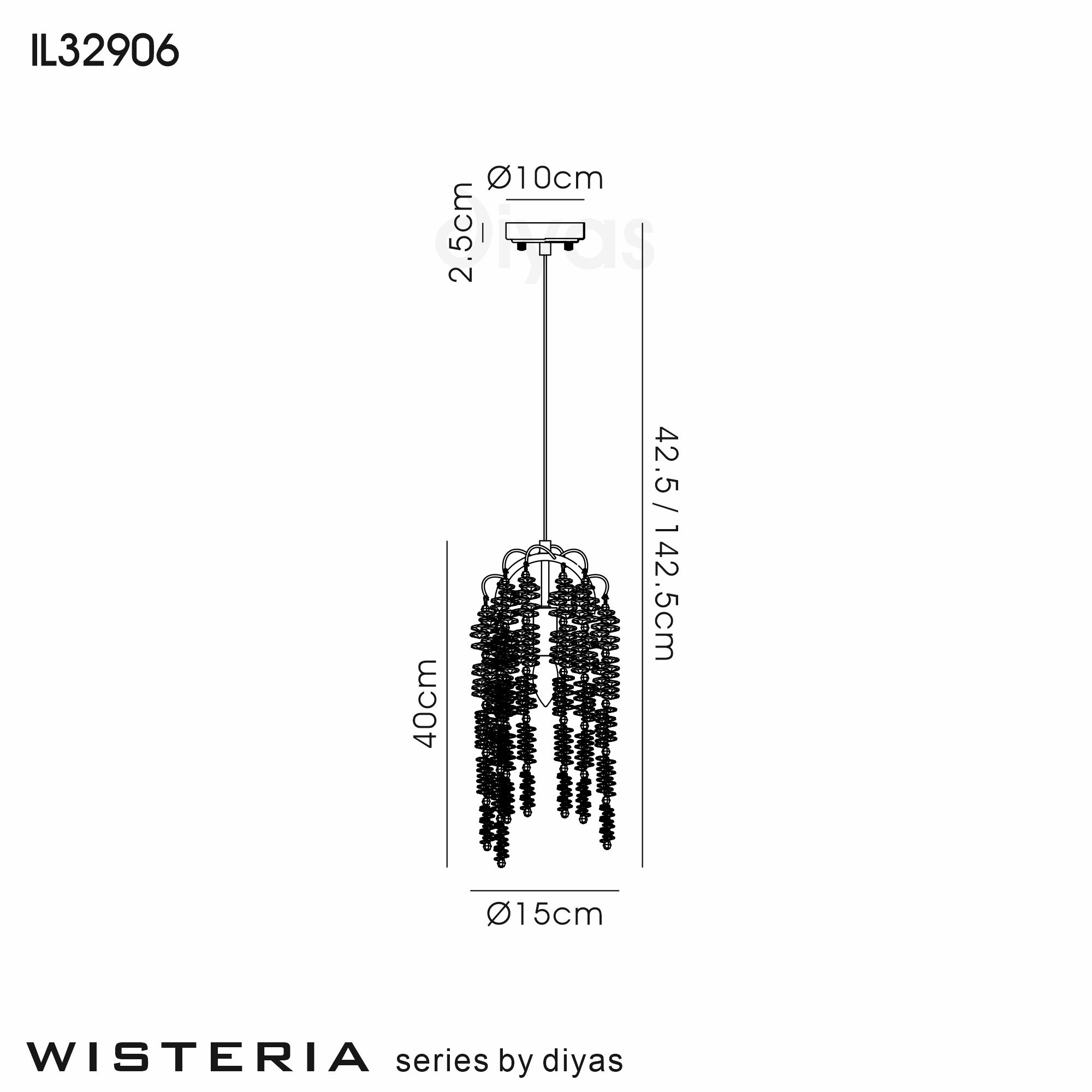 Wisteria Polished Nickel Crystal Ceiling Lights Diyas Single Crystal Pendants